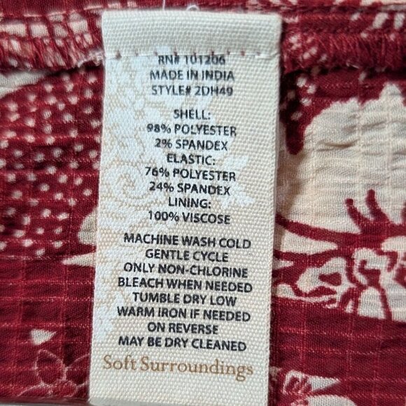 Soft Surroundings Dress Marlais Bohemian Burgundy Tomato Floral Tiered Maxi Sz 8 - Picture 4 of 8